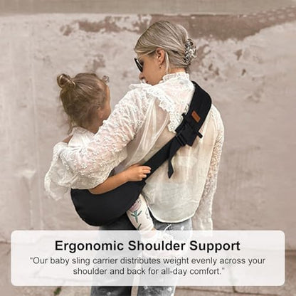 Huefain breathable shoulder carrier close up of adjustable safety buckles