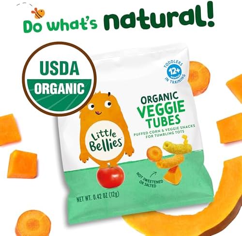Organic veggie tubes baked snacks for toddlers from twelve months of age back panel