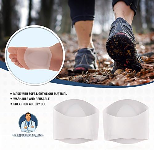Doctor-developed gel foot sleeves showing flexible compression material.