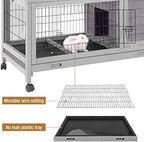 Rabbit Hutch Indoor Outdoor Rabbit Cage Bunny Cage with Run,No Leak Pull Out Tray,Wire Fence - Image 4