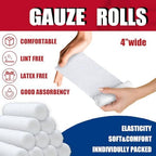 Individually wrapped four inch conforming stretch medical gauze rolls