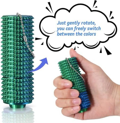 Demonstration of the spinning and button clicking features on the sensory anxiety toy.