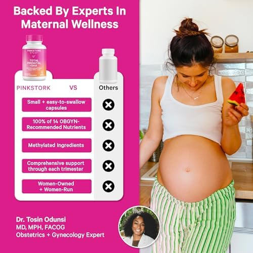 Back of Pink Stork Total Prenatal bottle with supplement facts
