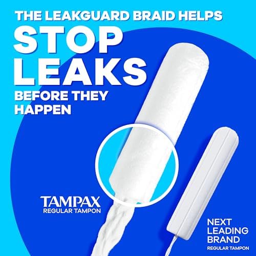 Back of packaging detailing ingredients and usage instructions for Tampax tampons.