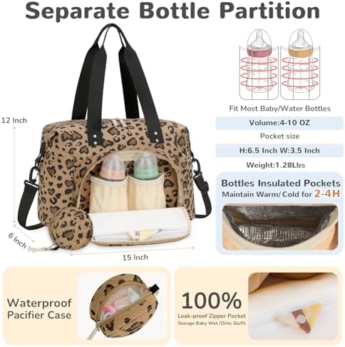 Side view of Tenot corduroy diaper tote bag