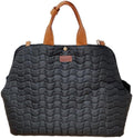 Patazone black quilted pet carrier bag front view for small dogs.