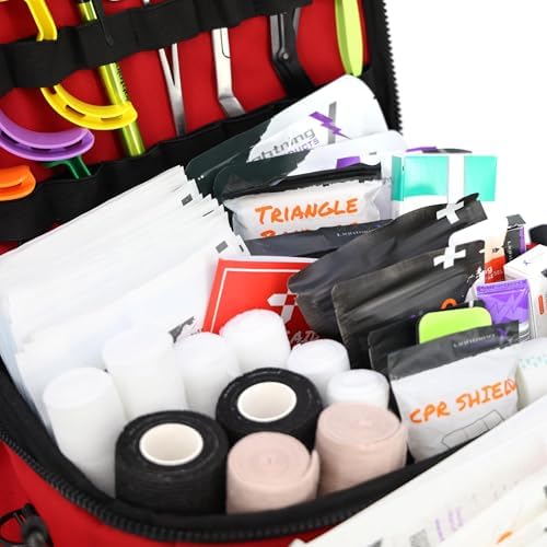 Internal view of Lightning X EMT bag showing organized compartments and foam dividers.