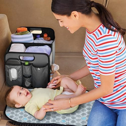 Munchkin Out-n-About Trunk Organizer for SUVs and Cars with Portable Changing Pad and Wet Baby Wipes for Diaper Changes On-the-Go, Collapsible, Grey - Image 5