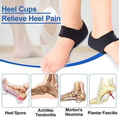 MIAYOHO heel sleeves being worn on a foot to demonstrate the secure anti slip fit.