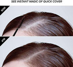Before and after gray hair concealment using Red by Kiss Quick Cover Dark Brown brush.