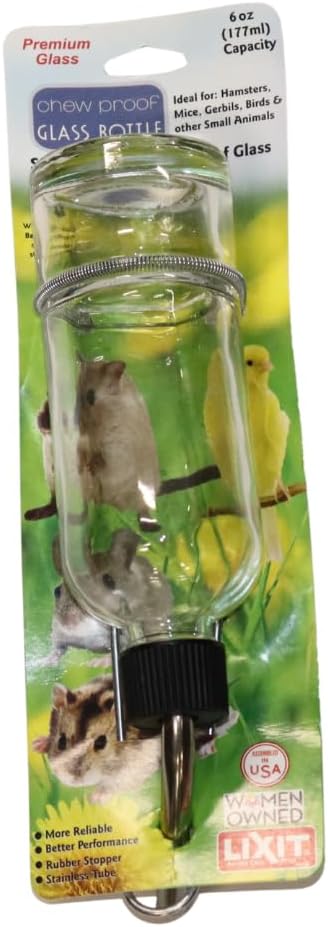 Lixit(R) Chew Proof Flat Sided Water Bottles for Rabbits, Ferrets, Rats, Birds, Hamsters, Guinea Pigs, Chinchillas Gerbils and Other Small Animals - Made in USA (Clear, 12 Ounce) - Image 11