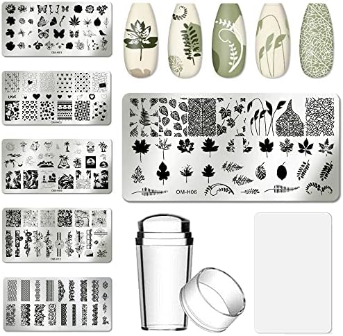 AddFavor Nail Art Stamper Kit with 6 plates and silicone tools
