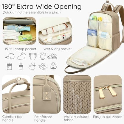 AIJIEKE multifunctional diaper backpack showing insulated interior bottle pockets