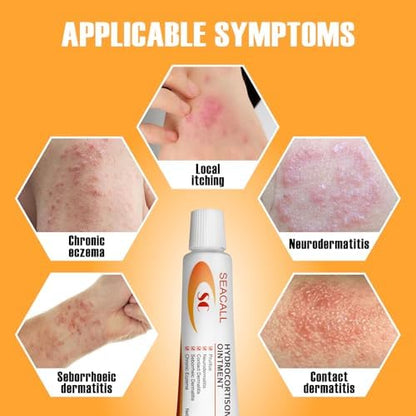 Close up of Seacall hydrocortisone tube with ingredient information