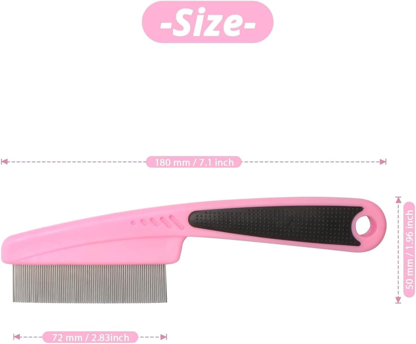 Jegtew flea and tick remover comb side profile showing the pink handle color