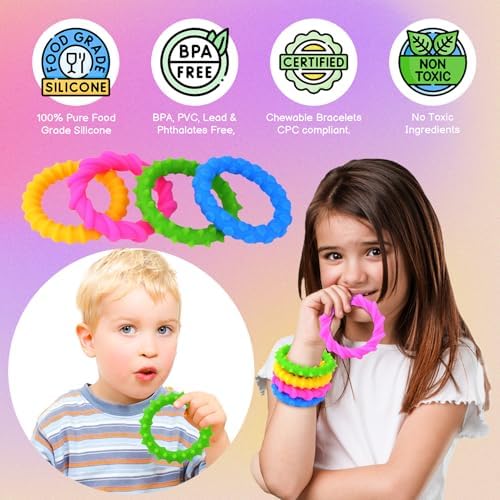Child wearing Small Fish silicone sensory bracelet