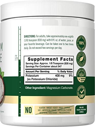 Carlyle food grade salt substitute nutritional facts label view.