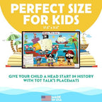 Tot Talk wipeable children mat showing the Statue of Liberty illustration and electoral college facts.