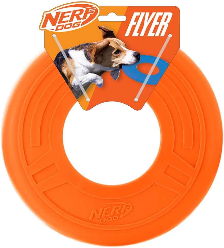Nerf Dog Tire Flyer Outdoor Dog Toy, 10 Inch Flying Disc Dog Fetch Toy, Rubber Dog Toy for Medium Dogs and Large Dogs, Blue - Image 12