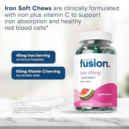 USA imported Bariatric Fusion iron soft chews for post-weight loss surgery care