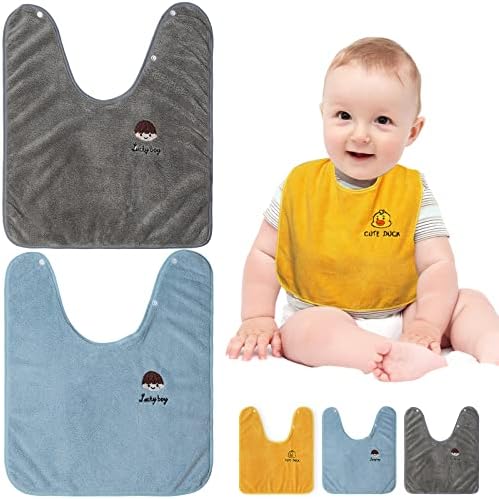Raxifu blue yellow and grey toddler bibs for feeding