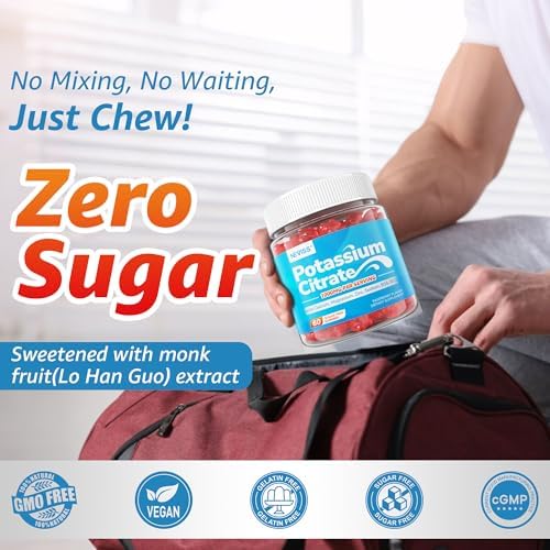 Sugar free chewable potassium citrate gummies for leg cramps relief and hydration support