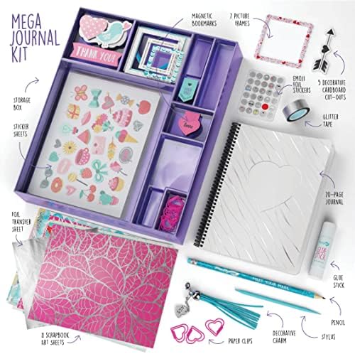 Girl using Pretty Me scrapbook kit to decorate journal pages