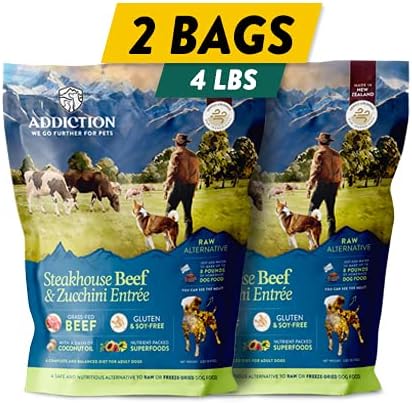 Addiction Steakhouse Beef and Zucchini Air Dried Dog Food two pack front view