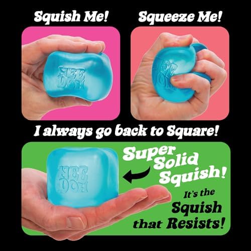 Schylling sensory fidget cube toy packaging highlighting the 2.25 inch size dimensions