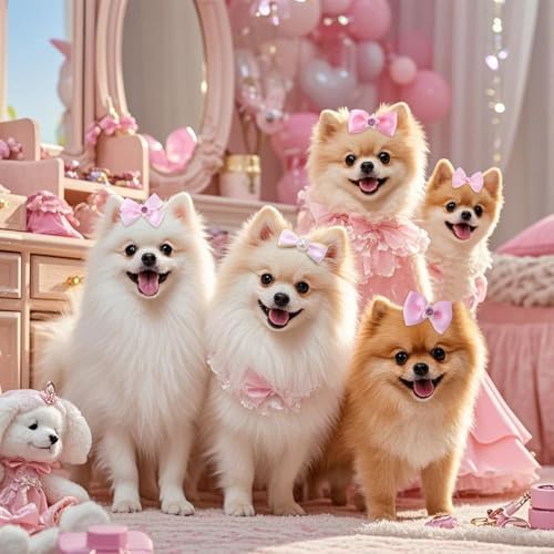 Yorkshire Terrier wearing Pistha pink hair bow accessory