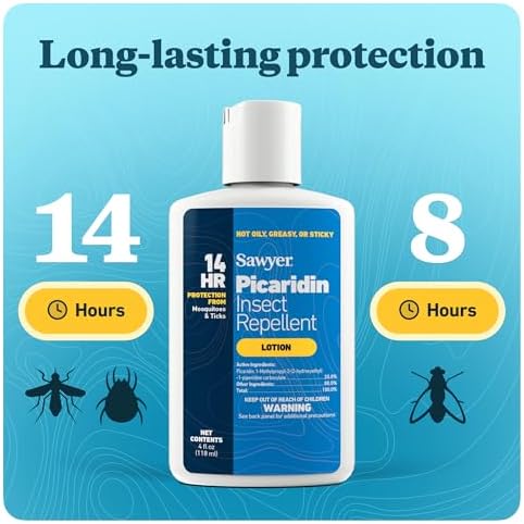 Side profile view of the four ounce Sawyer SP564 repellent lotion container