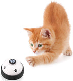 Two white metal pet bells with paw prints