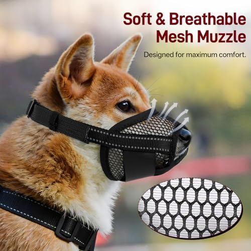 Pezluxe lightweight mesh pet muzzle black medium size showing ample space for drinking and panting