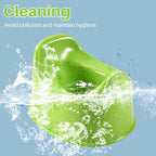 Green travel potty training seat with removable tray