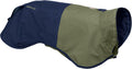 Ruffwear Sun Shower Dog Raincoat front view on a dog in Midnight Blue.