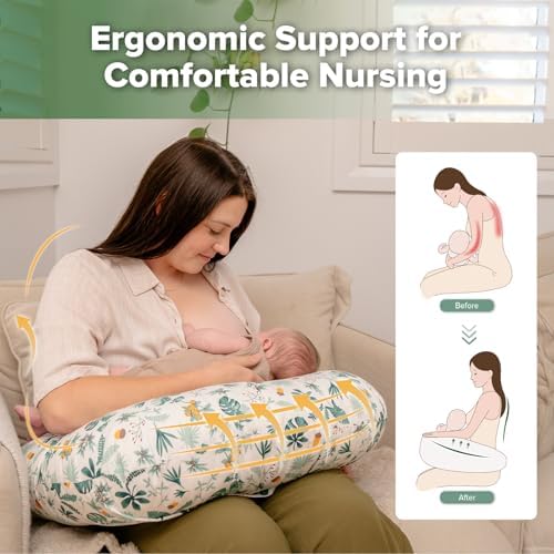 Close up of soft cotton fabric on Haakaa breastfeeding pillow
