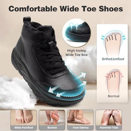 Side profile of OrthoComfoot diabetic boots showing adjustable hook and loop straps