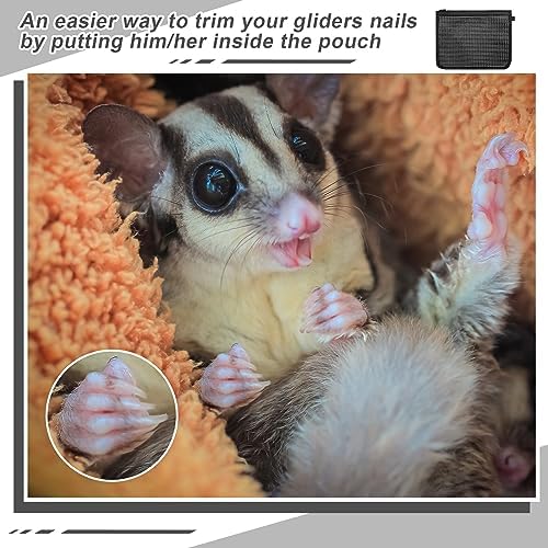 Two pieces of Abbylike sugar glider bonding and grooming pouches laid flat.