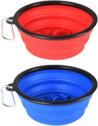 Large Collapsible Dog Bowls, 34oz Travel Water Food Bowls Portable Foldable Collapse Dishes with Carabiner Clip, 2 Pack (Blue + Red) - Image 10