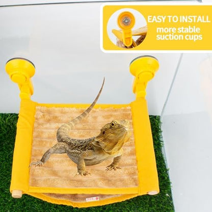 FlidRunest 9.4x7.1 inches yellow reptile perch showing double layer design for resting and hiding