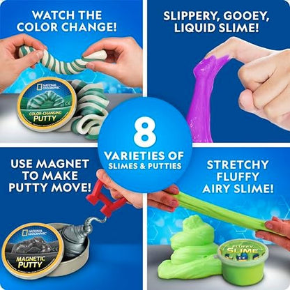 Premium non-toxic glow-in-the-dark putty and color-changing putty inside individual storage tins