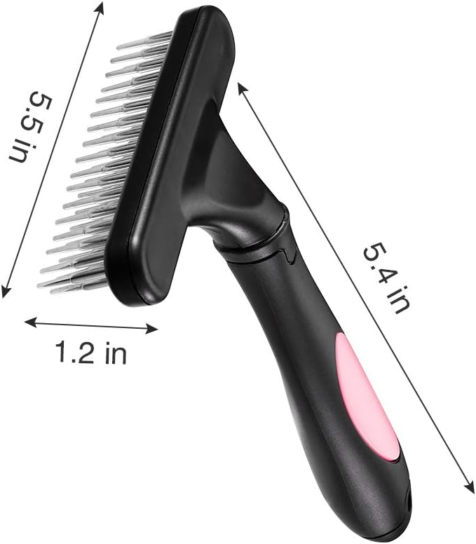 Ordermore pet dematting rake with ergonomic non slip rubber handle