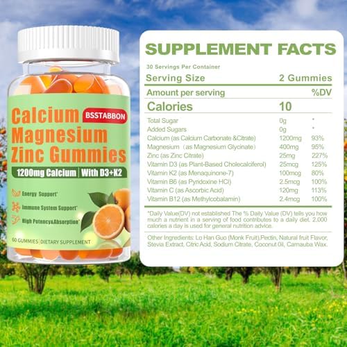 Supplement facts label on Bsstabbon gummy bottle