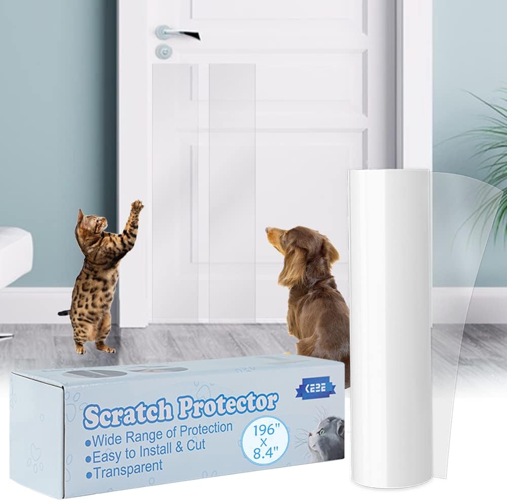 KEBE Door Scratch Protector, Protect Your Furniture Wall with Clear Premium Heavy Duty Door Cover Scratch Shield Guard for Dog Cat Scratching,63 in X 7.9 in - Image 10