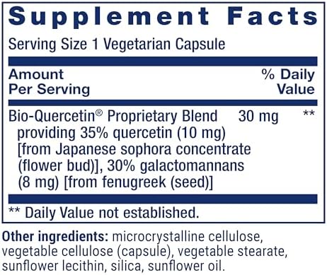 Life Extension Bio-Quercetin supplement facts panel view