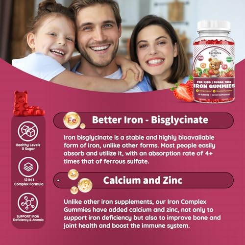 Kids multivitamin with iron gummies container resting on a clean surface showcasing imported brand authenticity