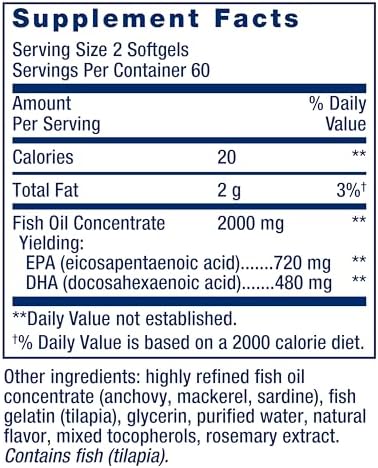 Side angle view of Life Extension Omega Foundations Mega EPA DHA bottle detailing gluten free and non GMO certifications.