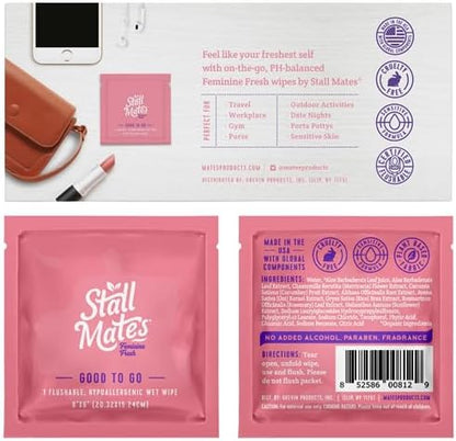 Stall Mates PH balanced unscented wipes highlighting aloe and rosemary ingredients.