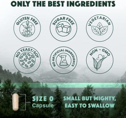 Natural Rhythm 120 vegetarian capsules bottle displaying non GMO and gluten free certifications