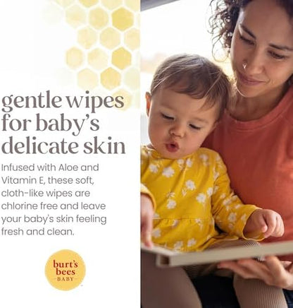 Burt's Bees 72 count unscented baby wet wipes package detail
